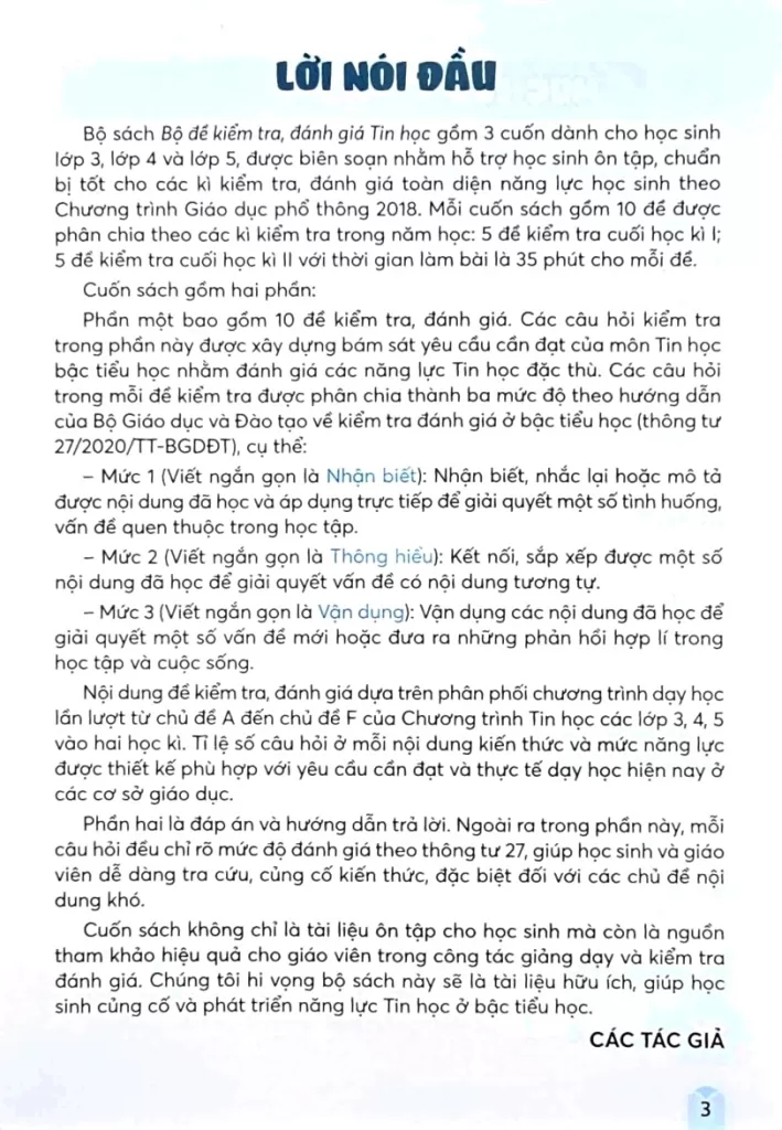 BỘ ĐỀ KIỂM TRA, ĐÁNH GIÁ TIN HỌC LỚP 4 (Theo chương trình GDPT 2018)